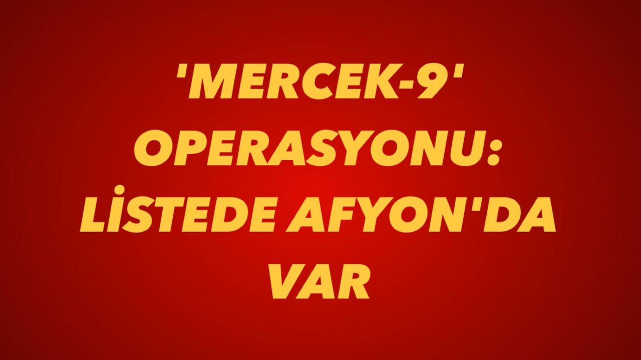 'Mercek-9' Operasyonu: Listede Afyon'da Var