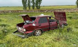 Taklalar atarak tarım arazisine giren otomobilin sürücüsü yaralandı