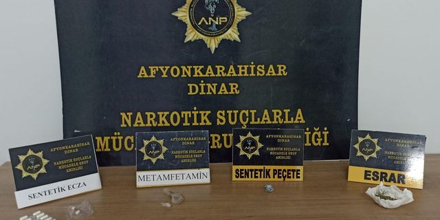 Dinar’da değişik türlerde uyuşturucu madde ele geçirildi